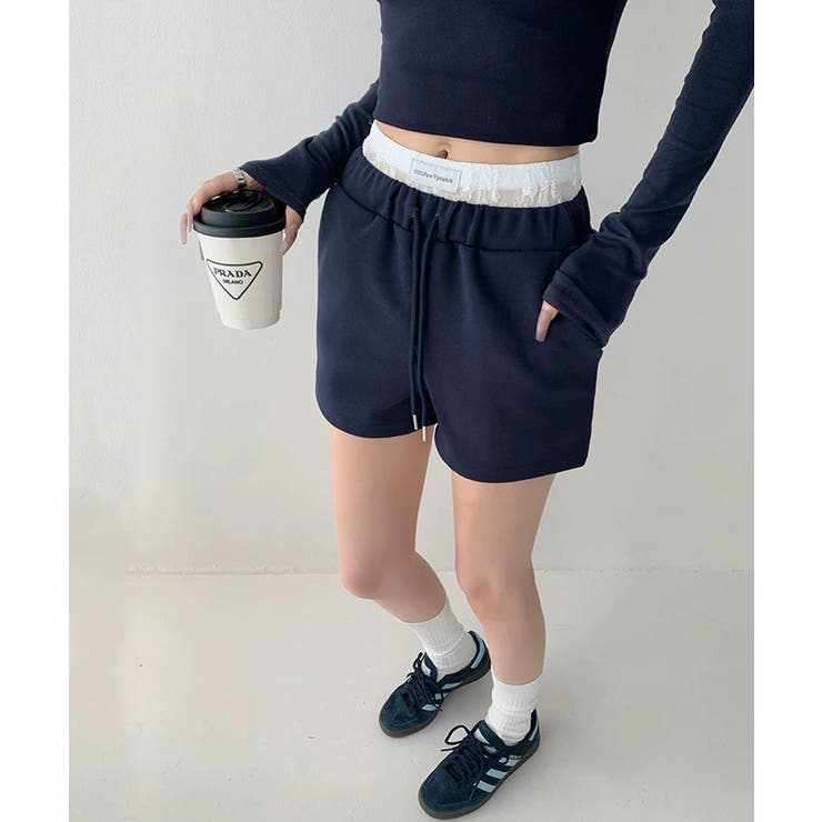 冬新作 レースレイヤード風 スウェットショートパンツブロケットコア | LOVERS | 詳細画像12 