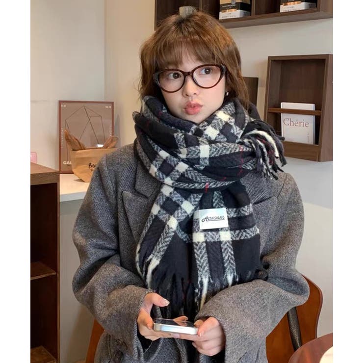 ブラック | 冬新作 チェック柄 ワッペン付き | LOVERS