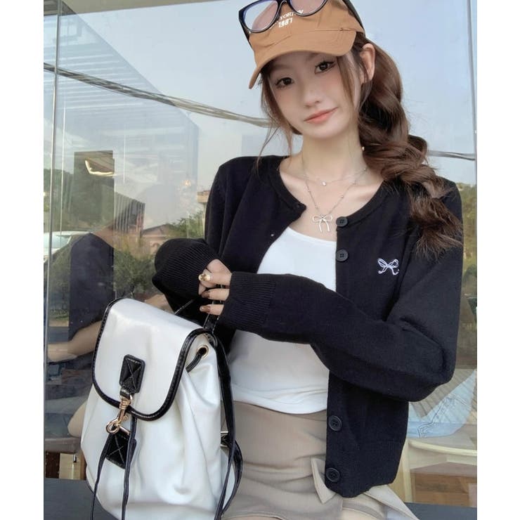 冬新作 ワンポイントリボン刺繍 ニットカーディガン | LOVERS | 詳細画像4 