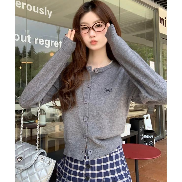 冬新作 ワンポイントリボン刺繍 ニットカーディガン | LOVERS | 詳細画像6 