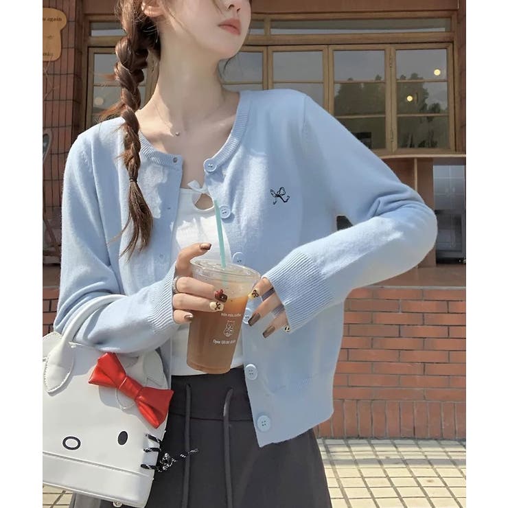 冬新作 ワンポイントリボン刺繍 ニットカーディガン | LOVERS | 詳細画像9 