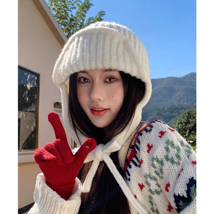 冬新作 ストラップ付き フライトニットキャップ雪遊び | LOVERS | 詳細画像3 