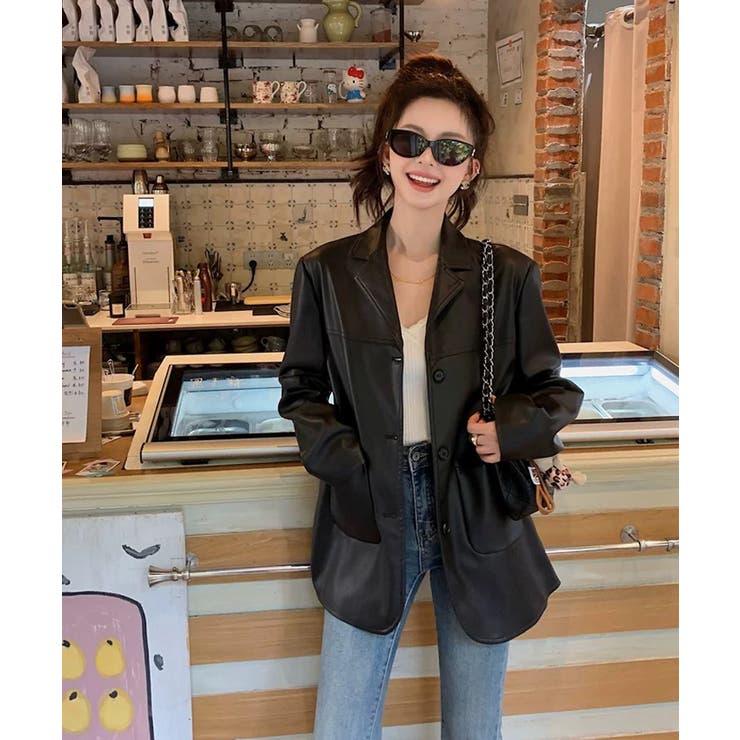 冬新作 PUレザー テーラードジャケット海外コーデ | LOVERS | 詳細画像4 