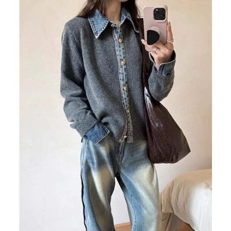 冬新作 デニムドッキング ニットカーディガントップス | LOVERS | 詳細画像6 