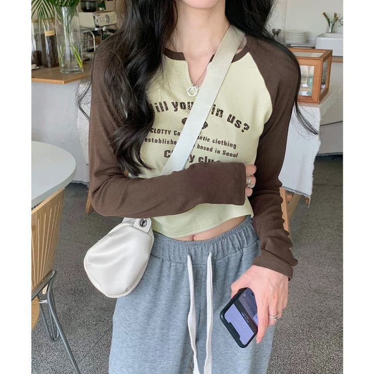 ブラウン | 冬新作 スリットネック ラグラン | LOVERS