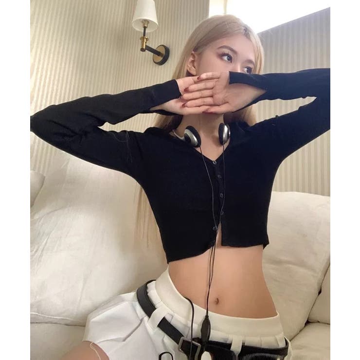 ブラック | 冬新作 袖スリット クロップド丈 | LOVERS