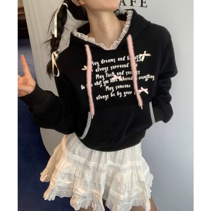 冬新作 レースフード ロゴリボン | LOVERS | 詳細画像2 