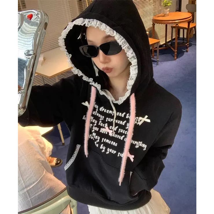 冬新作 レースフード ロゴリボン | LOVERS | 詳細画像4 