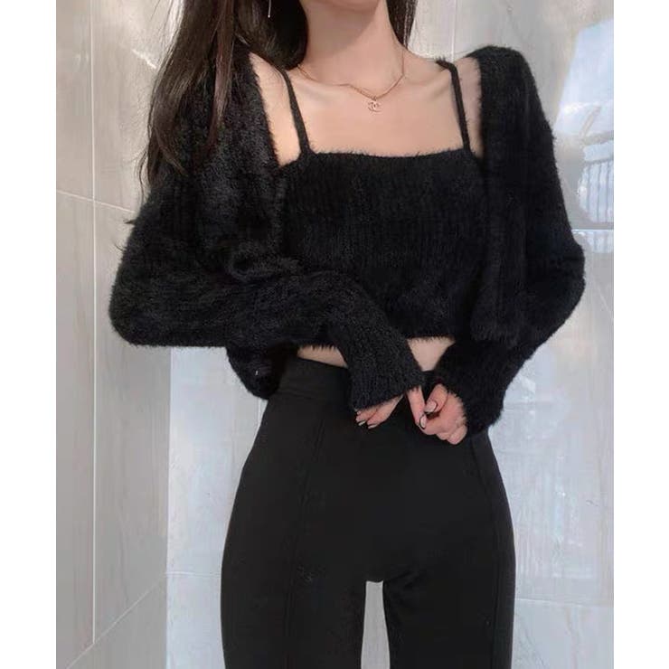 ブラック | 冬新作 シャギーニット キャミソール | LOVERS