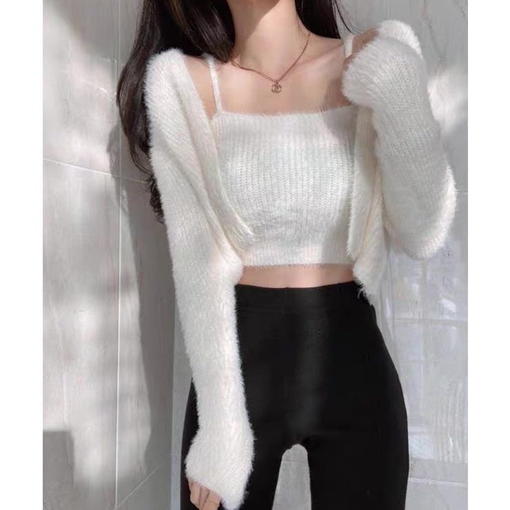 ホワイト | 冬新作 シャギーニット キャミソール | LOVERS