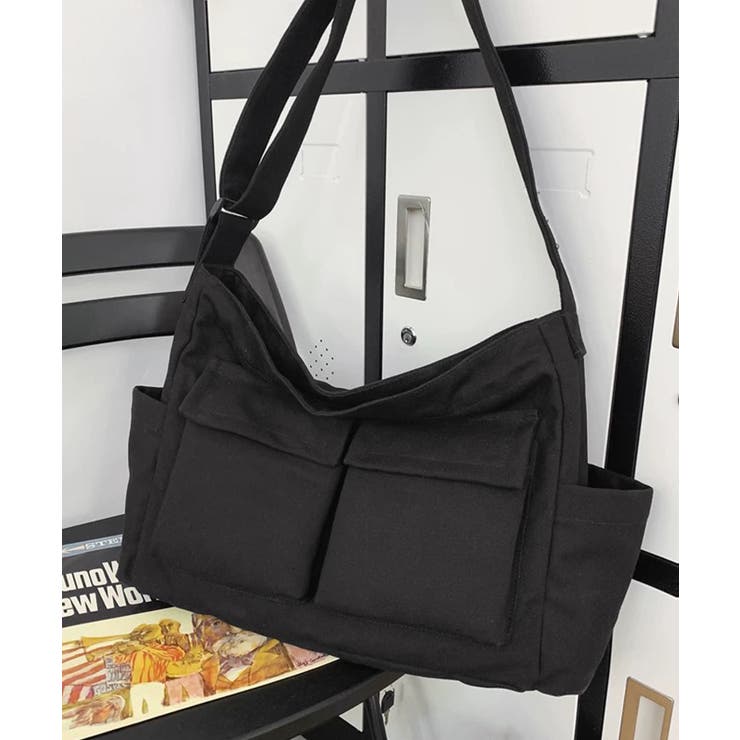 ブラック | 冬新作 マルチポケット キャンバス | LOVERS