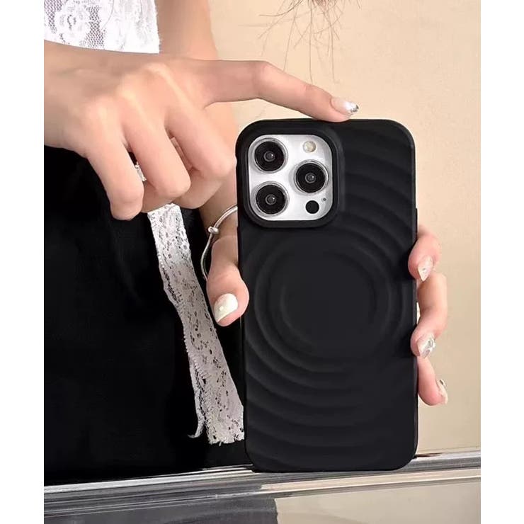 ブラック | 冬新作 MagSafe ウェーブデザインスマホケース | LOVERS