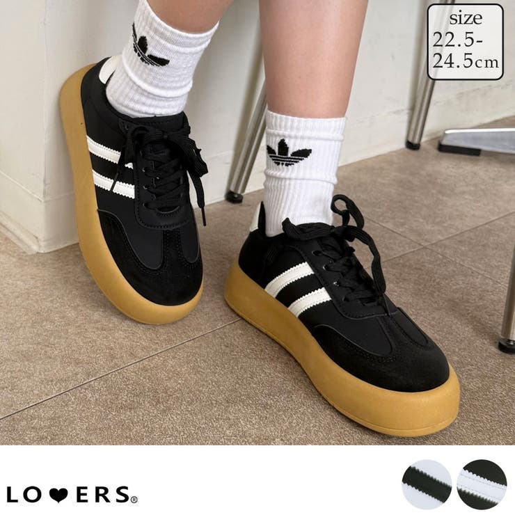 冬新作 ローカット 厚底ラインスニーカー韓国ストリート | LOVERS | 詳細画像1 