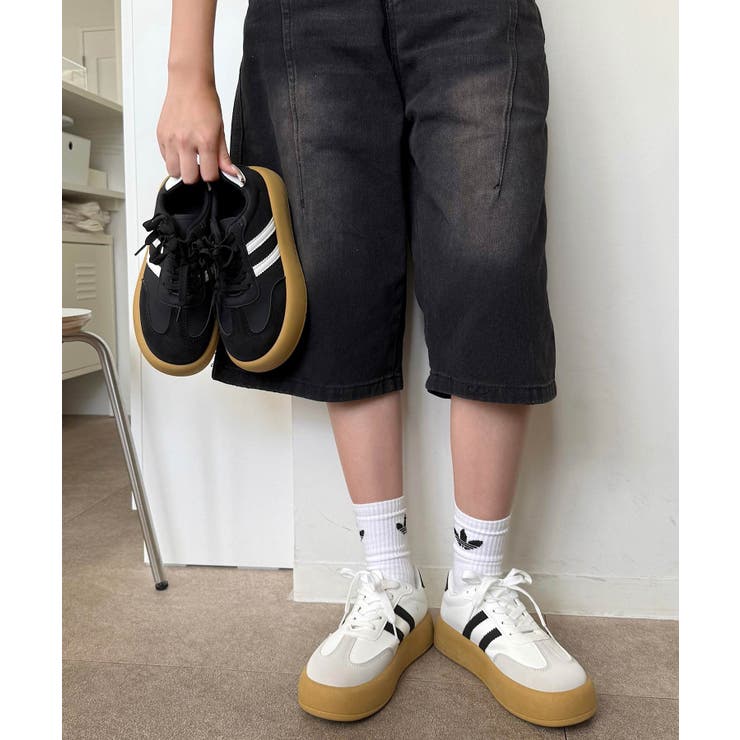 冬新作 ローカット 厚底ラインスニーカー韓国ストリート | LOVERS | 詳細画像5 