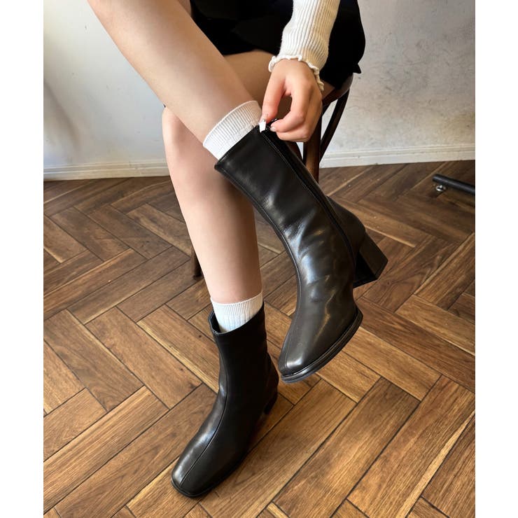 冬新作 スクエアトゥ ミドルブーツ韓国ファッション | LOVERS | 詳細画像11 