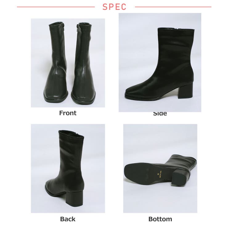 冬新作 スクエアトゥ ミドルブーツ韓国ファッション | LOVERS | 詳細画像32 