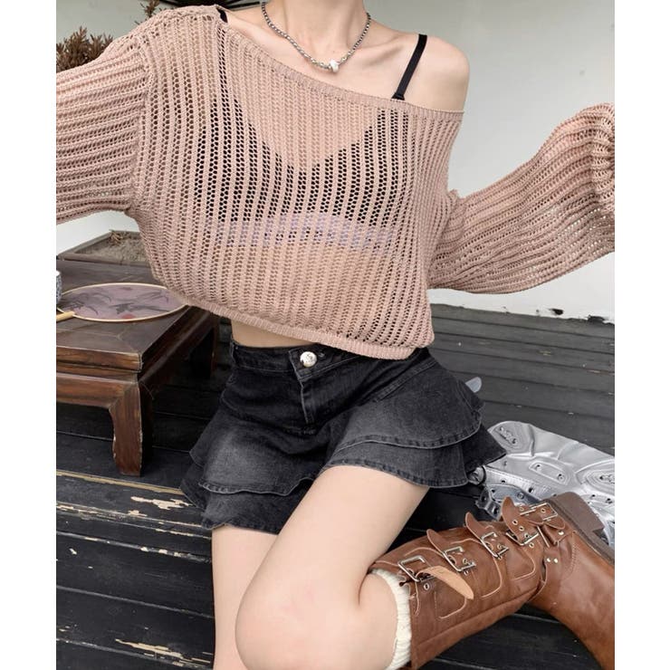 ベージュ | 冬新作 ショート丈 ワンショルダー | LOVERS