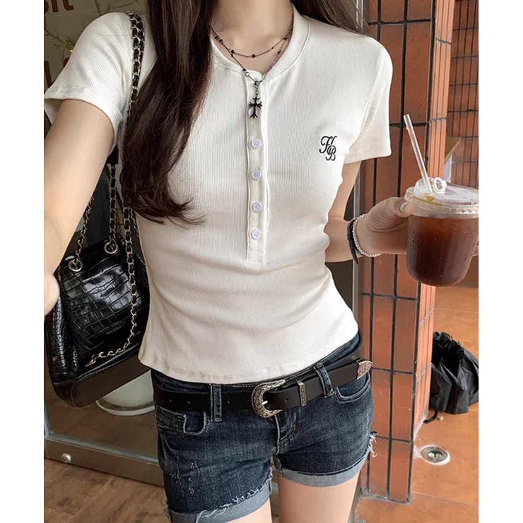 ホワイト | 冬新作 ロゴ刺繍 ヘンリーネック | LOVERS