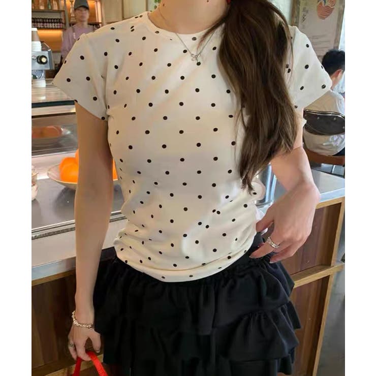 ホワイト | 冬新作 ドット柄 クルーネック | LOVERS