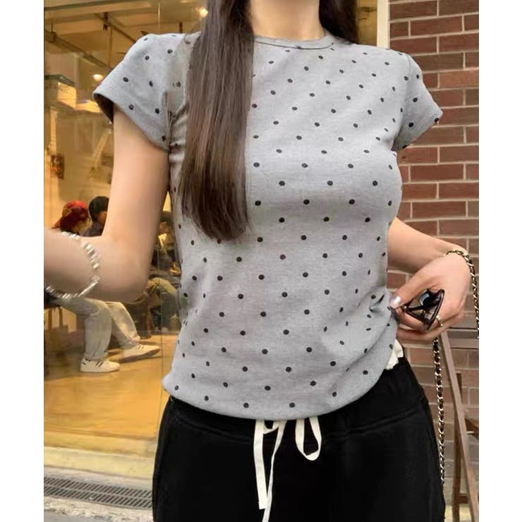 グレー | 冬新作 ドット柄 クルーネック | LOVERS