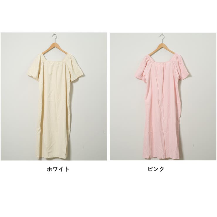 夏新作 ギャザースクエアネック 半袖ミディ丈ワンピース | LOVERS | 詳細画像15 