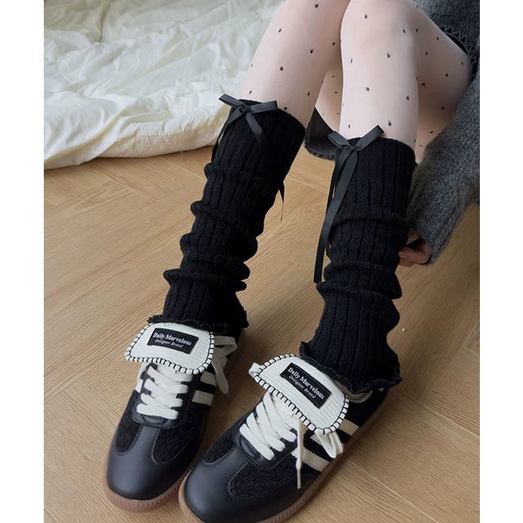 ブラック | 冬新作 テープリボン付き リブニット | LOVERS