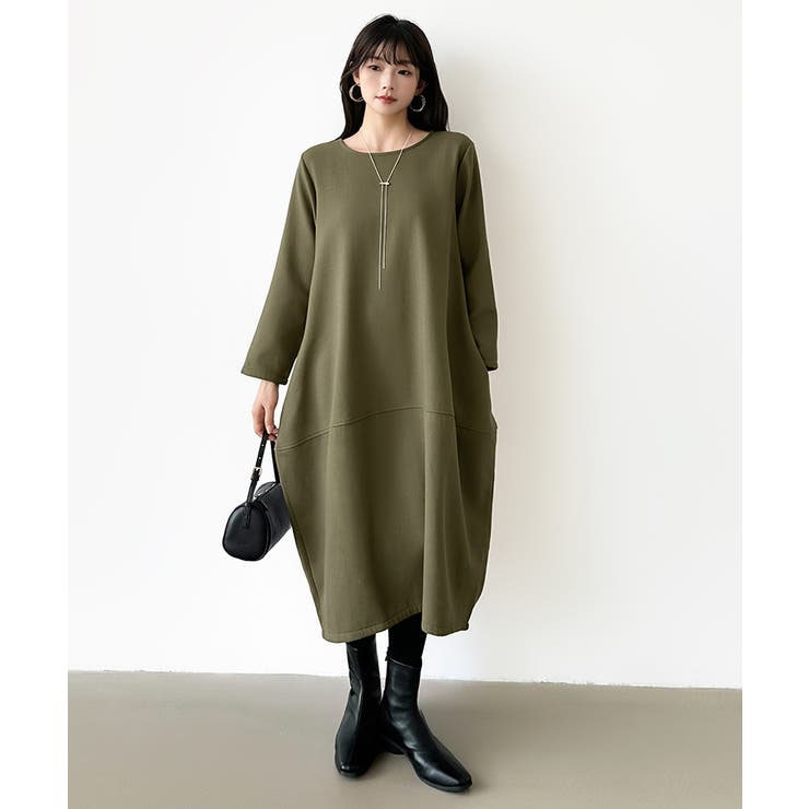 裏起毛 コクーンワンピース コットンリネンワンピース | COCOMOMO | 詳細画像14 