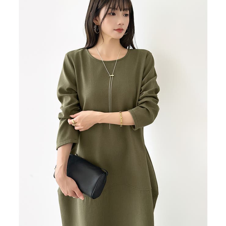 裏起毛 コクーンワンピース コットンリネンワンピース | COCOMOMO | 詳細画像18 