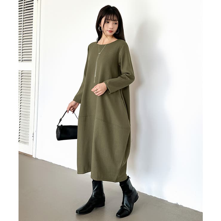 裏起毛 コクーンワンピース コットンリネンワンピース | COCOMOMO | 詳細画像21 