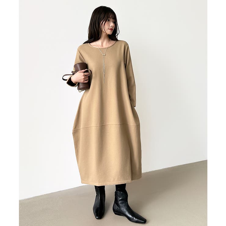 裏起毛 コクーンワンピース コットンリネンワンピース | COCOMOMO | 詳細画像23 