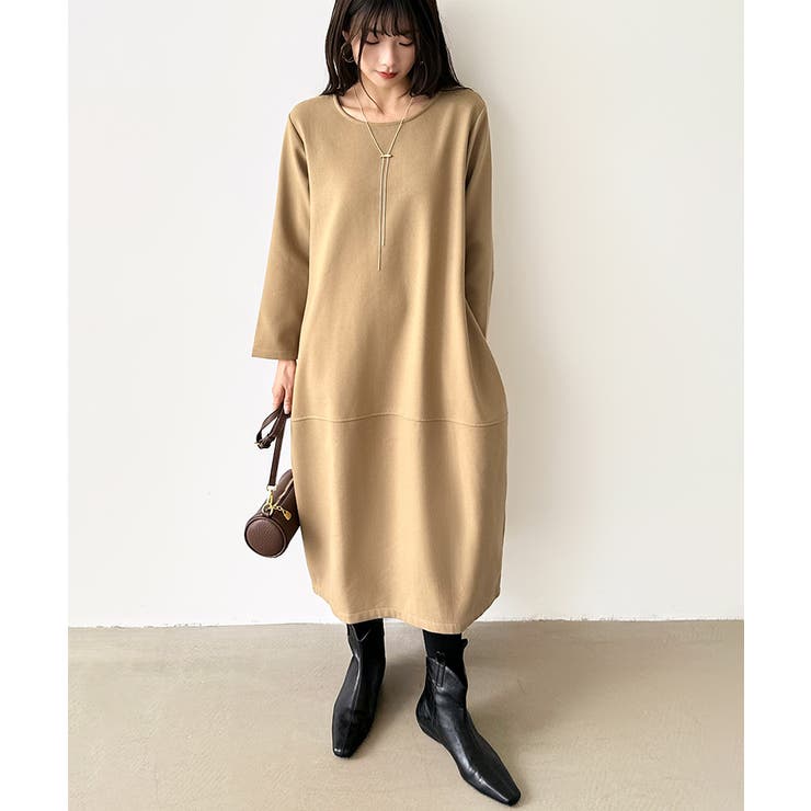 裏起毛 コクーンワンピース コットンリネンワンピース | COCOMOMO | 詳細画像27 