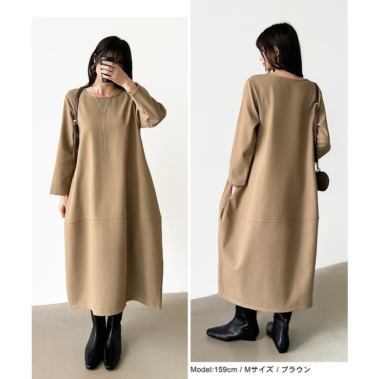 裏起毛 コクーンワンピース コットンリネンワンピース | COCOMOMO | 詳細画像28 