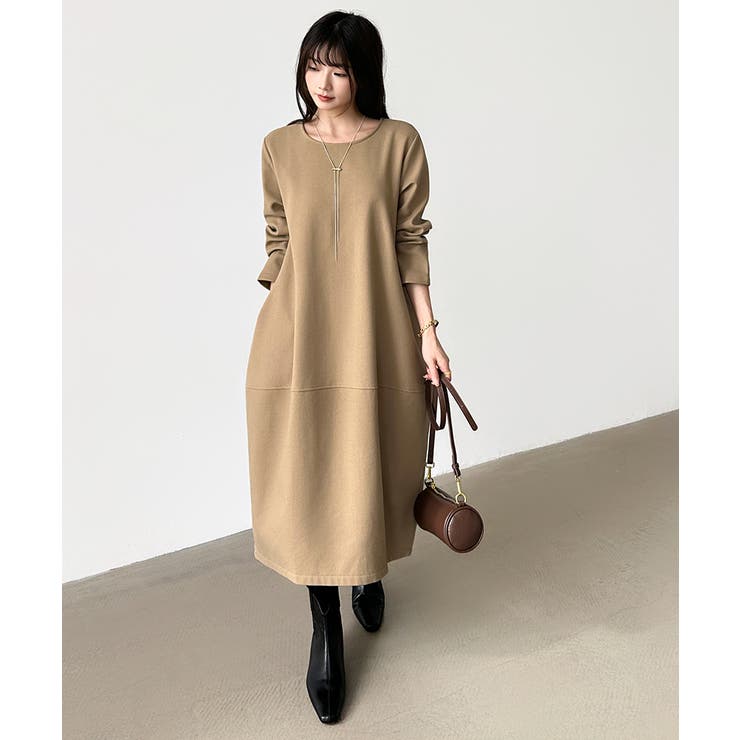 裏起毛 コクーンワンピース コットンリネンワンピース | COCOMOMO | 詳細画像30 