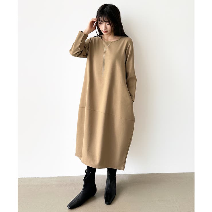 裏起毛 コクーンワンピース コットンリネンワンピース | COCOMOMO | 詳細画像31 