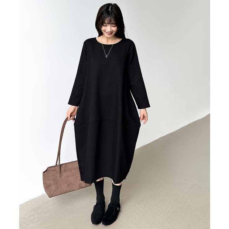 裏起毛 コクーンワンピース コットンリネンワンピース | COCOMOMO | 詳細画像34 