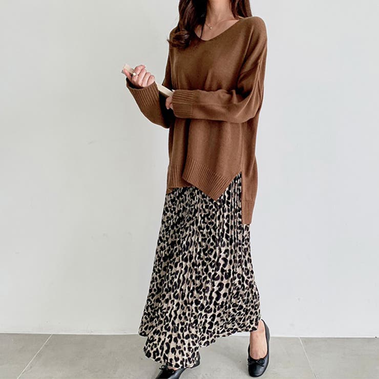 美品⭐︎MUSE de DeuxiemeClasseヒョウ柄プリーツロングスカート She's Closet スカート レオパード/豹ヒョウ柄プリントロング丈