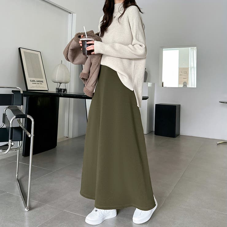 裏起毛 ロングスカート ふわふわ裏起毛スカート[品番