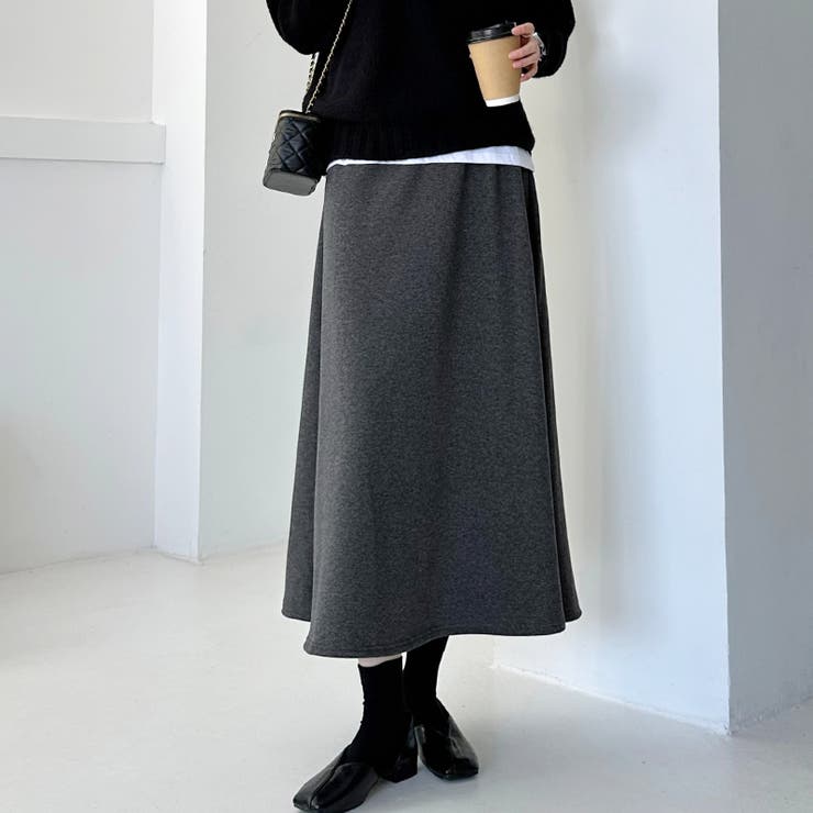 裏起毛 ロングスカート ふわふわ裏起毛スカート[品番