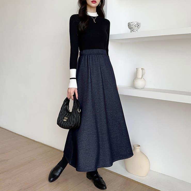 裏起毛 ふわふわあったか裏起毛スカート ロングスカート | COCOMOMO | 詳細画像14