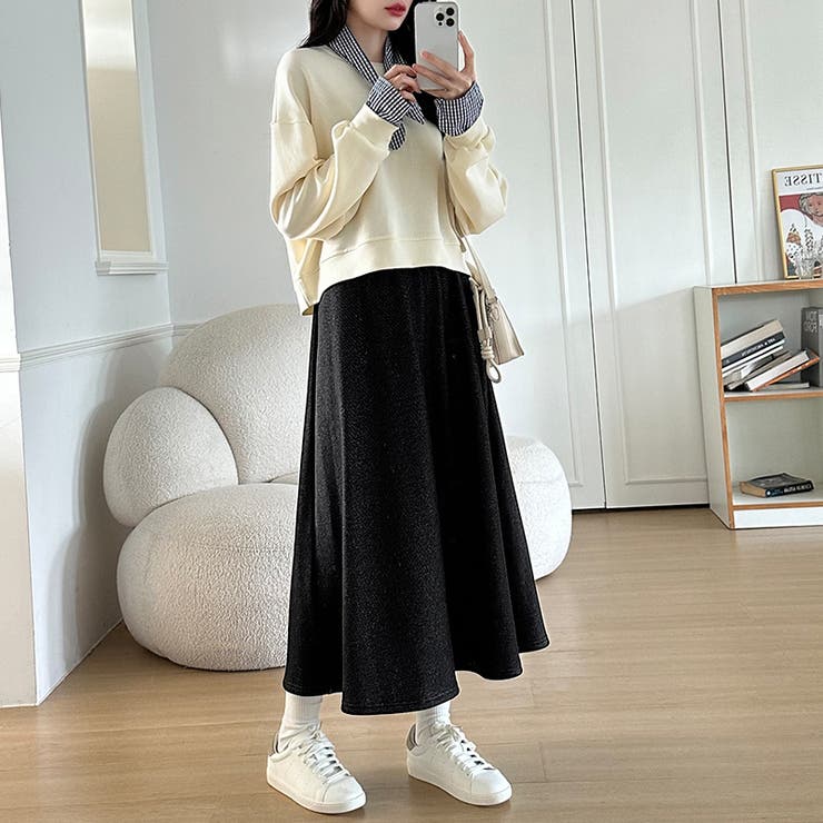 裏起毛 ふわふわあったか裏起毛スカート ロングスカート | COCOMOMO | 詳細画像8