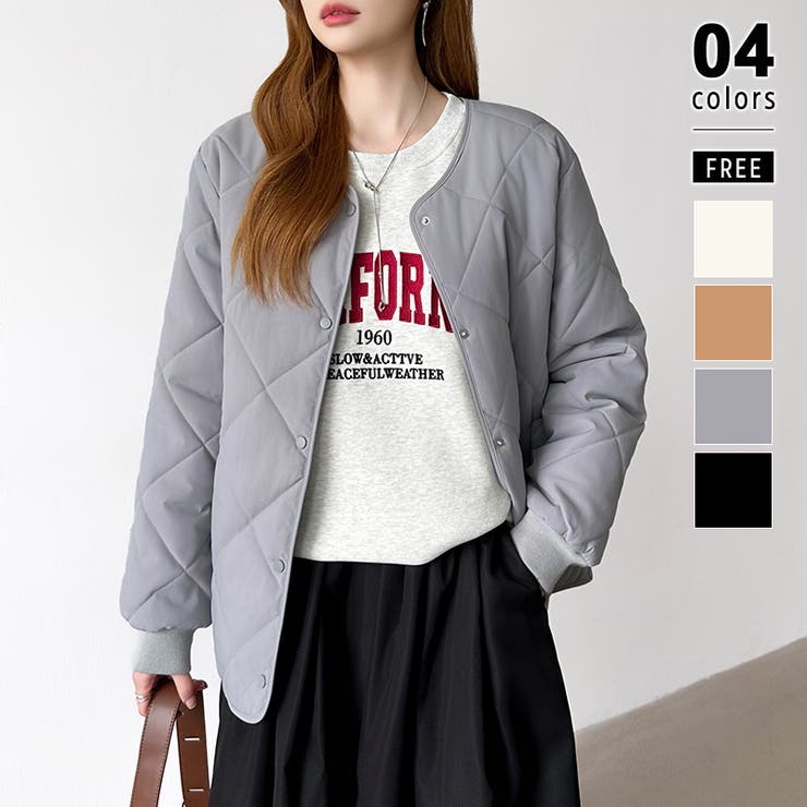 グレー | キルティングジャケット 中綿ジャケット あったか | COCOMOMO