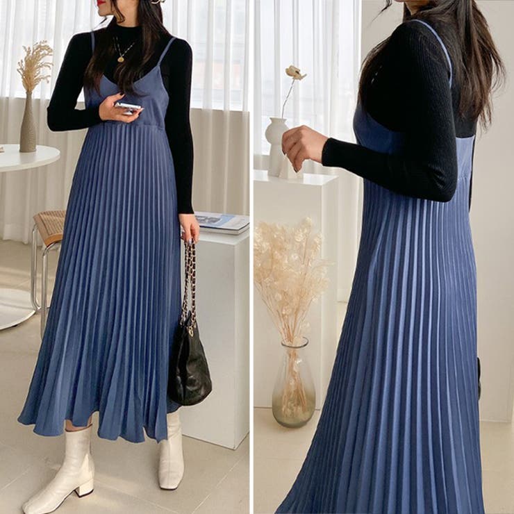 キャミソールワンピース プリーツワンピース ロングワンピース | COCOMOMO | 詳細画像4