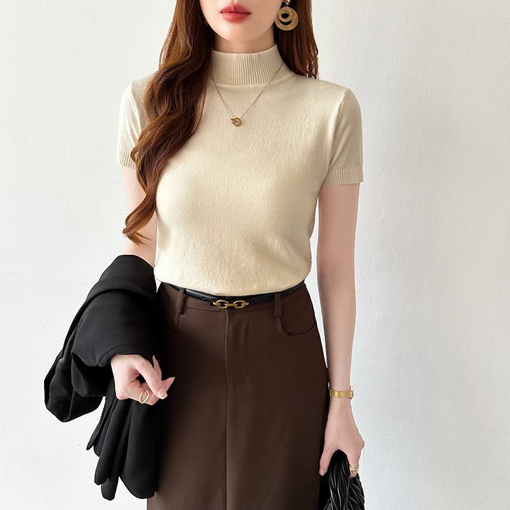 サマーニット 半袖ニット ハイネックニット | COCOMOMO | 詳細画像20 