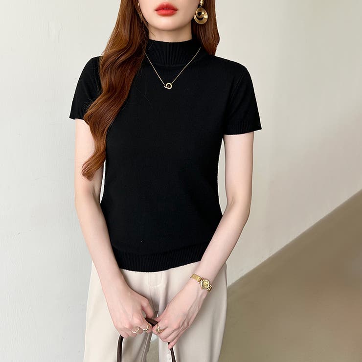 サマーニット 半袖ニット ハイネックニット | COCOMOMO | 詳細画像32 