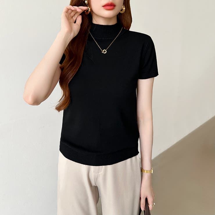 サマーニット 半袖ニット ハイネックニット | COCOMOMO | 詳細画像33 