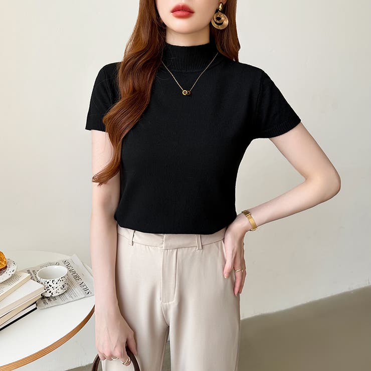 サマーニット 半袖ニット ハイネックニット | COCOMOMO | 詳細画像34 