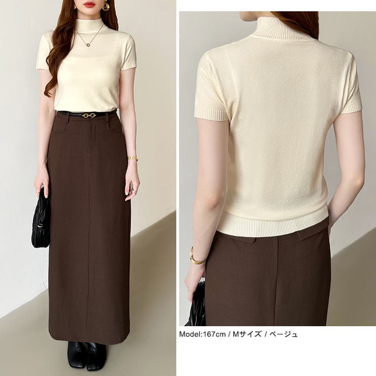 品よく決まるハイネックサマーニット 半袖ハイネックニット サマーニット | COCOMOMO | 詳細画像18 