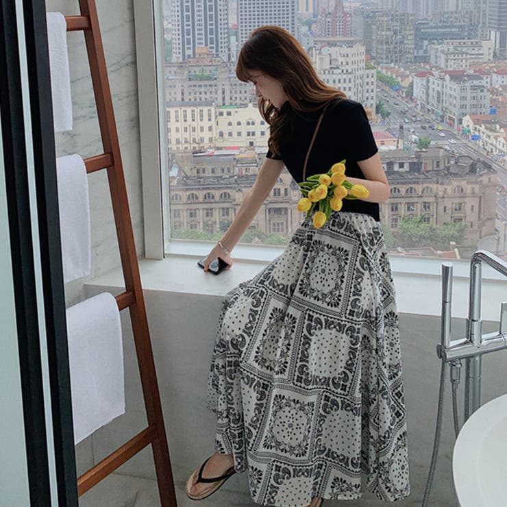 ペイズリー プリントスカート バンダナ柄[品番：COCW0003003