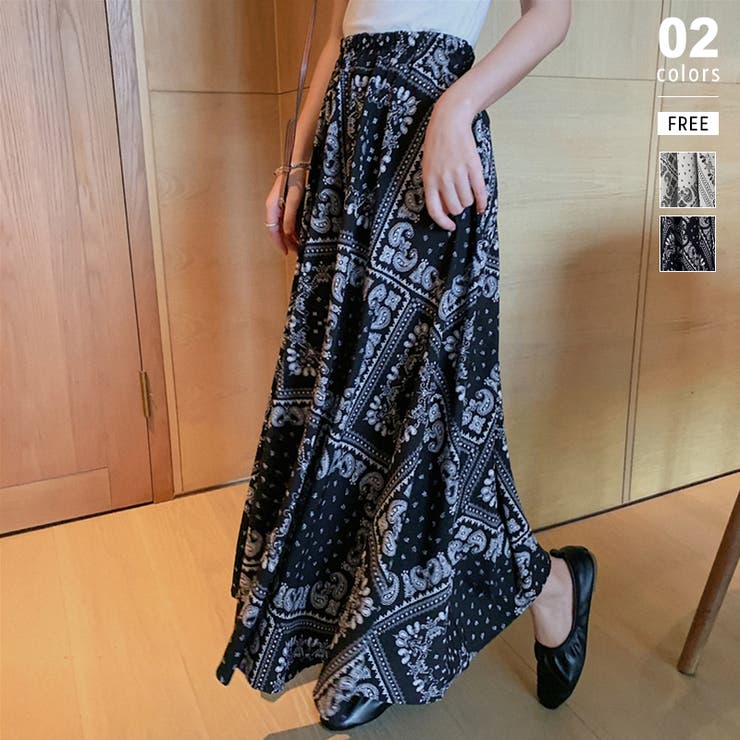 ペイズリー プリントスカート バンダナ柄[品番：COCW0003003