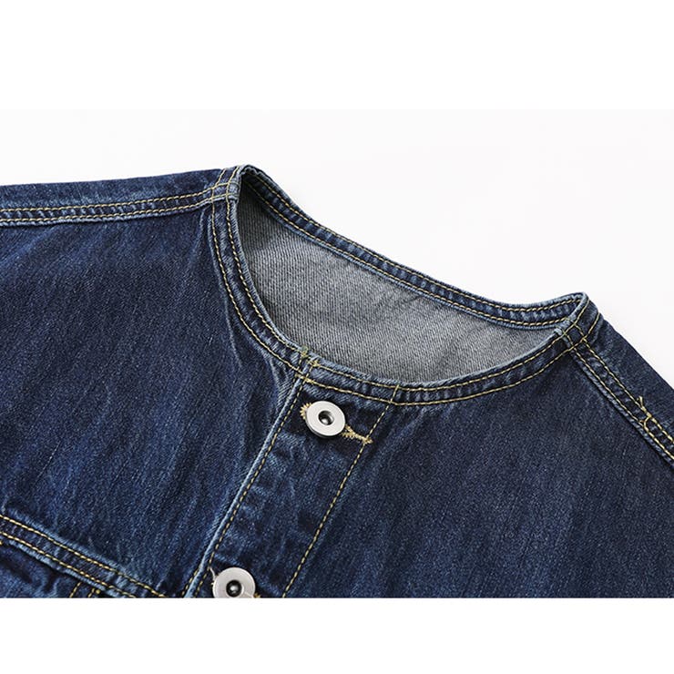 【新品未使用】ロージーモンスター　ノーカラーデニムライクジャケット niko and… デニムジャケット gジャン 「MODE NORM CORE